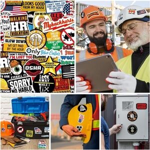 🍎New 150 PCS Hard Hat Stickers ADULT Funny Laptop Cars Blue Collar Electrician